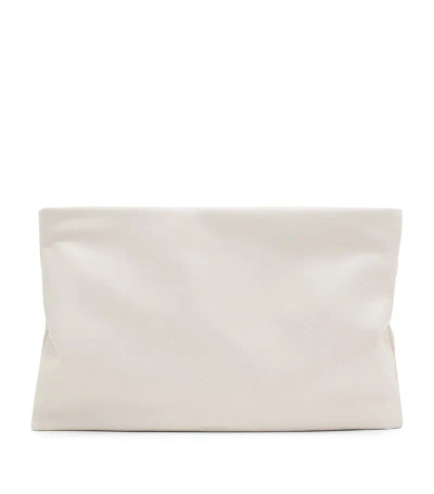 Allsaints Bettina Branded-hardware Leather Clutch In Desert White