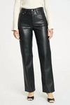 Daze Sun High Waist Straight Leg Faux Leather Pants In Black
