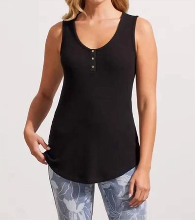 TRIBAL CAMI TANK WITH BUTTONS IN BLACK