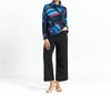 CLARA SUNWOO RIBBON PRINT TURTLENECK SWEATER W/TIPPED HEM IN TURQUOISE MULTI