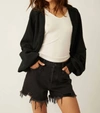 Free People Shrug It Off Cotton Fleece Jacket In Black