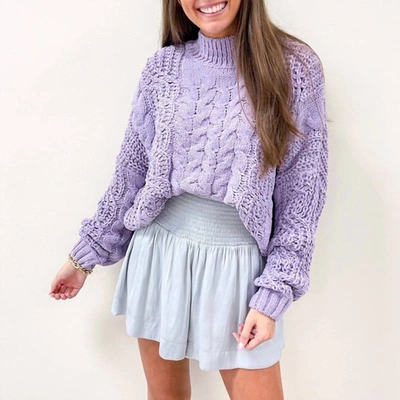 Pol Lily Mock Neck Sweater In Lavender In Purple