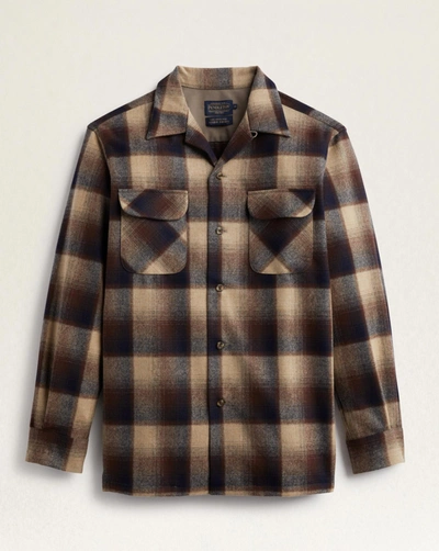 Pendleton Men's Scout Button-front Long Sleeve Shirt Jacket In Brown,tan Mix Check