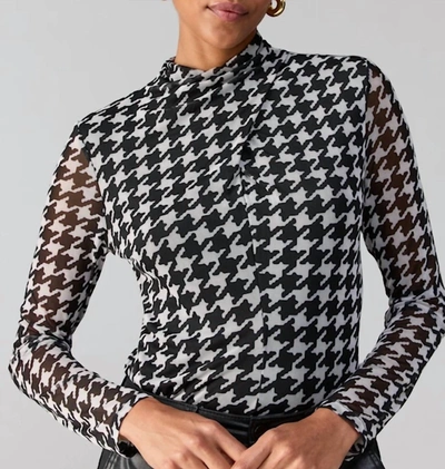 SANCTUARY MESH HOUNDSTOOTH IN BLACK GREY