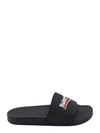 Balenciaga Political Campaign Logo-embossed Slides In Black