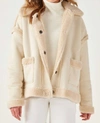 CHARLIE PAIGE SHEARLING WOVEN JACKET IN BEIGE