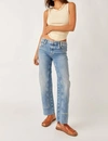 Free People Risk Taker Raw Hem Straight Leg Jeans In Multi