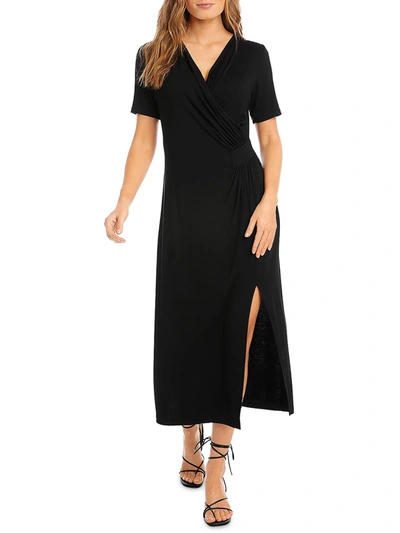 Karen Kane Womens Jersey Side Slit Maxi Dress In Black