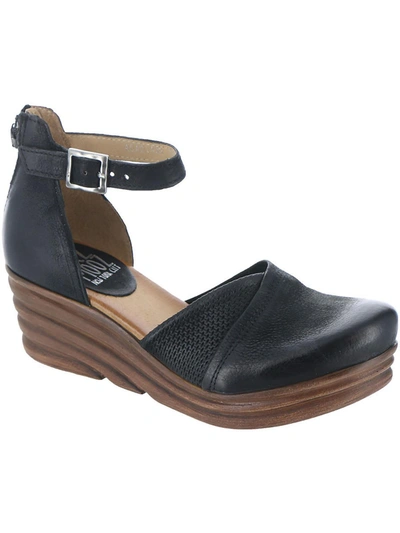 Miz Mooz Acadia Womens Leather Ankle Strap Platform Sandals In Black