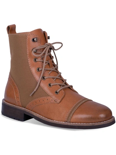 Dingo Andy Mens Leather Cap Toe Combat & Lace-up Boots In Brown