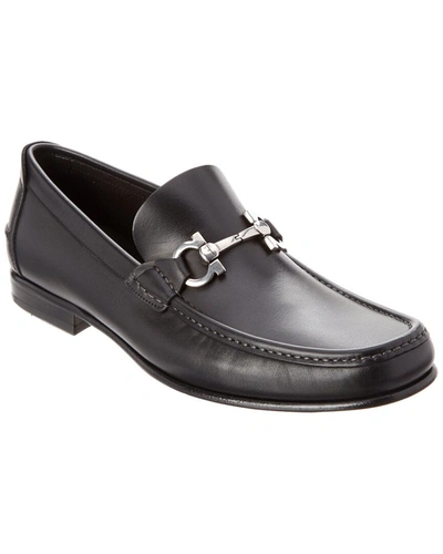 Ferragamo Gancini Bit Leather Loafer In Black