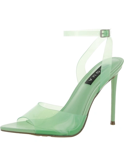 Aqua Milan Womens Vinyl Ankle Strap Heels In Green