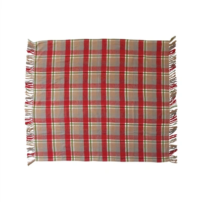 Creative Co-op 50"x60" Multicolor Cotton Flannel Throw Blanket In Red