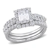 Mimi & Max 2 1/10ct Dew Created Moissanite Square Halo Bridal Ring Set In Sterling Silver In White