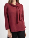 Habitat Cozy-up Fleece Tie Neck Pullover In Cranberry In Pink
