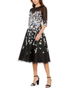 Mac Duggal Floral Embroidered A-line Tea-length Cocktail Dress In Multi