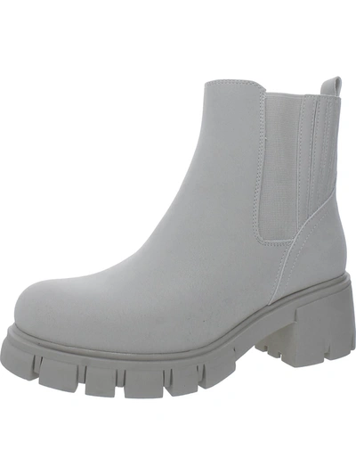 Mia Rigo Womens Faux Leather Pull On Chelsea Boots In White