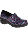 EASY WORKS BY EASY STREET LEAD WOMENS PATENT LEATHER PRINTED CLOGS