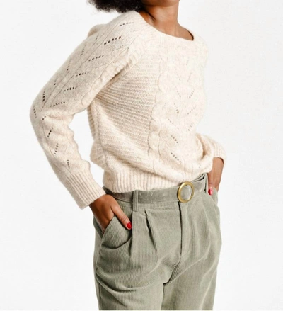 Molly Bracken Cable Knit Sweater In Beige