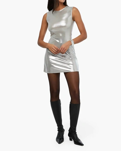 Weworewhat Muscle Tank Mini Dress In Silver