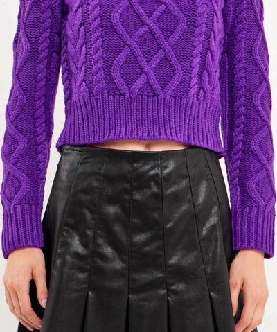 English Factory Cable Knit Sweater In Violet In Purple