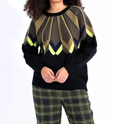 Molly Bracken Geo Print Sweater In Black
