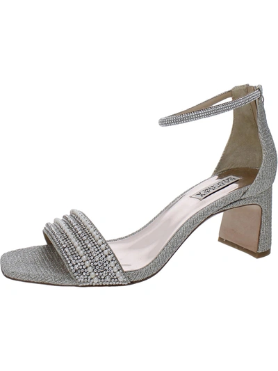 Badgley Mischka Womens Metallic Ankle Strap Heels In Silver