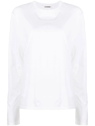 Jil Sander Crew Neck Long-sleeved T-shirt In White