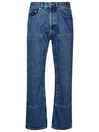 PALM ANGELS PALM ANGELS 'WORKWEAR' BLUE COTTON BLEND JEANS