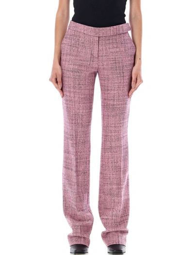 Stella Mccartney Wool Mouline Slim Fit Tailored Trousers In Pink & Purple