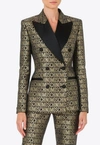MOSCHINO ALL-OVER LOGO DOUBLE-BREASTED BLAZER