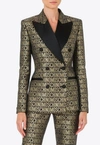 Moschino All-over Logo Double-breasted Blazer In Multicolor