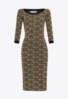 Moschino Logo Jacquard Metallic Effect Mini Dress In Multicolor