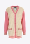 Moschino All-over Logo Wool Cardigan In Multicolor