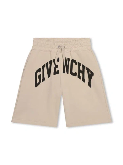 Givenchy Kids' 4g Logo-print Track Shorts In Beige
