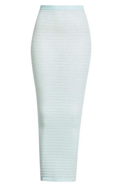 Alaïa Striped Maxi Skirt In Light Blue