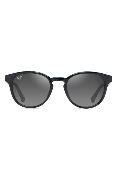 Maui Jim Hiehie Grey Hiehie Shiny Blk W T Sunglasses In Black