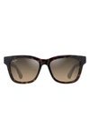Maui Jim Hanohano Square Sunglasses, 53mm In Shiny Dark Havana/trans Yellow