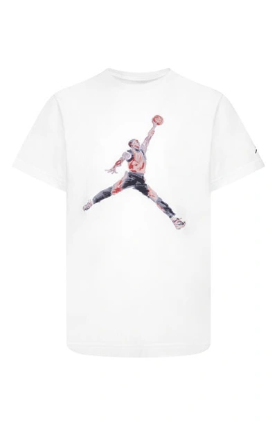 Jordan Kids' Big Boys Watercolor Jumpman Short Sleeve T-shirt In White