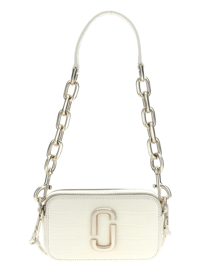 MARC JACOBS THE CROC-EMBOSSED SNAPSHOT CROSSBODY BAGS WHITE