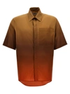Msgm Gradient Button-down Shirt With Curved Hem Pocket In Multicolor