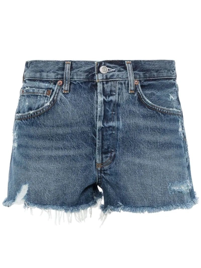 Agolde Parker Vintage Cut Off Shorts Dark Swapmeet In Blue