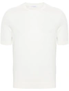 Malo Short-sleeved Fine-knit Sweater In White