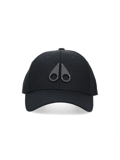 Moose Knuckles Logo Baseball Cap In Black  