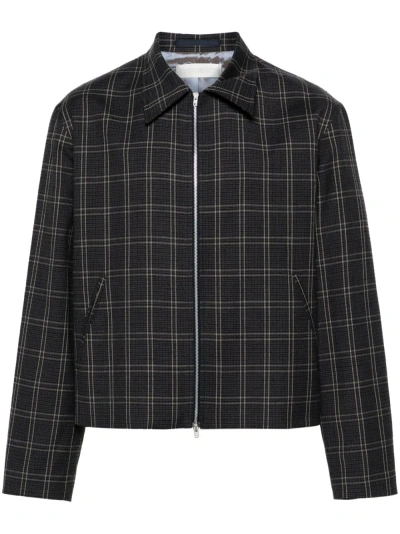 Our Legacy Mini Plaid-check Shirt Jacket In Grey