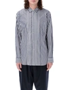 Sacai Popeline Cotton Shirt In Navy Stripe
