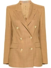 Tagliatore Double-breasted Jacket With Back Vent In Brown