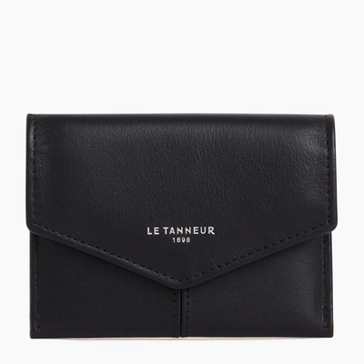 Le Tanneur Charlotte Smooth Leather Flap Card Holder In Black