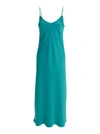 PLAIN LIGHT BLUE SLIP DRESS WITH V NECKLINE IN SATIN WOMAN