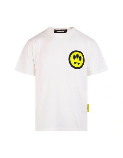 Barrow White T-shirt With Front And Back Lettering And Logo